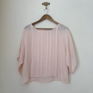 Madison Marcus Pink Pintuck Kimono Sleeve Silk Blouse XS Spring Feminine